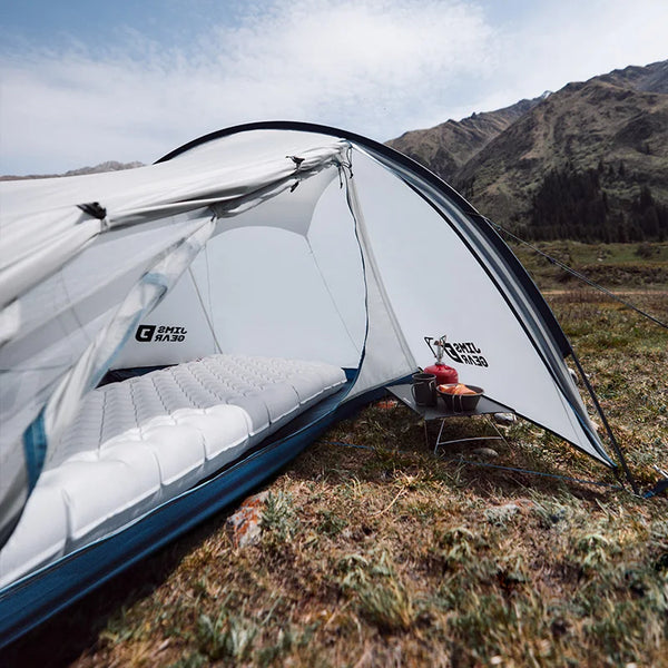 Ultralight 2-Person Tunnel Tent – Trekker’s Dual Shelter | Silicone-Coated Nylon, Aluminum Alloy Frame, Snowland White