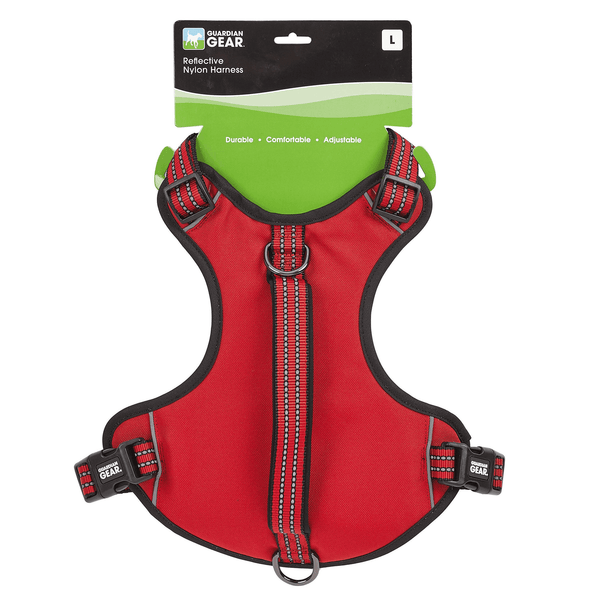 Red Reflective Nylon Dog Harness - Safety & Comfort for All Dogs