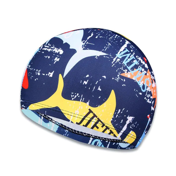 Jaguar Printed Quick-Drying Cloth Swimming Cap for Adults