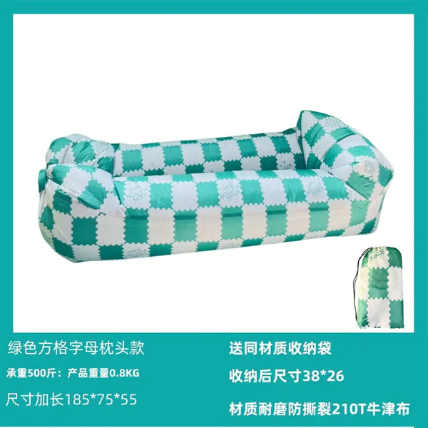 Portable Polyester Lounger: Inflatable Sofa Bed for Outdoor Retreats