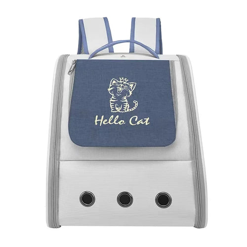 Pet Carrier Backpack for Cats and Small Dogs, Breathable Three-Door Travel Backpack with Anti-Breakaway Belt