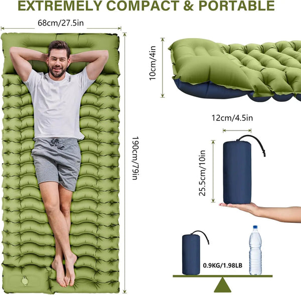 Outdoor camping super thick 4-inch inflatable sleeping mat with