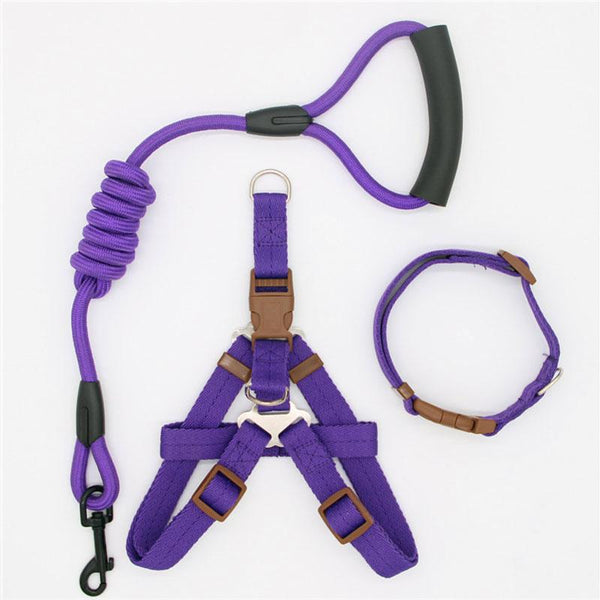 Dog Harness and Leash Set - Reflective Nylon Traction Rope for Small to Large Dogs