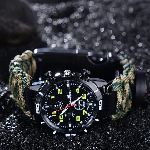 Survival Paracord Watch with Multi-Function Compass